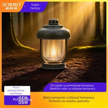 Prilagođena kamping svjetillka – viseća lampa za šator s repelentom protiv komaraca i lampom za ubijanje komaraca, IPX4 vodootporna.