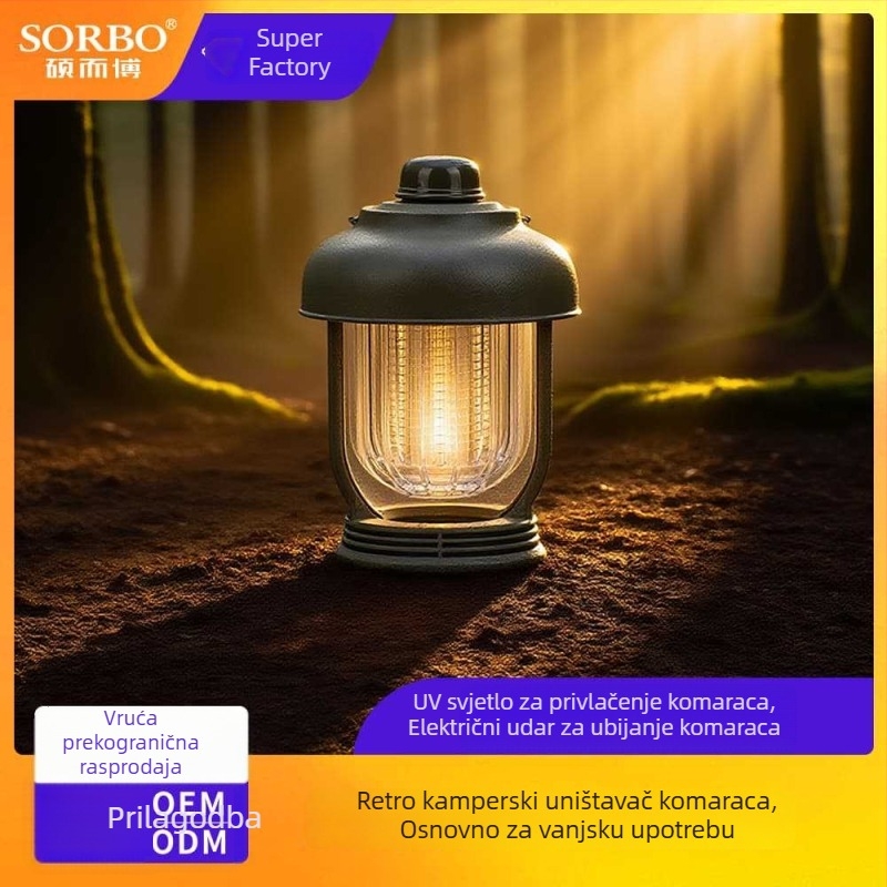 Prilagođena kamping svjetillka – viseća lampa za šator s repelentom protiv komaraca i lampom za ubijanje komaraca, IPX4 vodootporna.