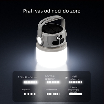 Solarna kamping lampa za vanjsku upotrebu s dugim vijekom trajanja baterije i nužnim osvjetljenjem