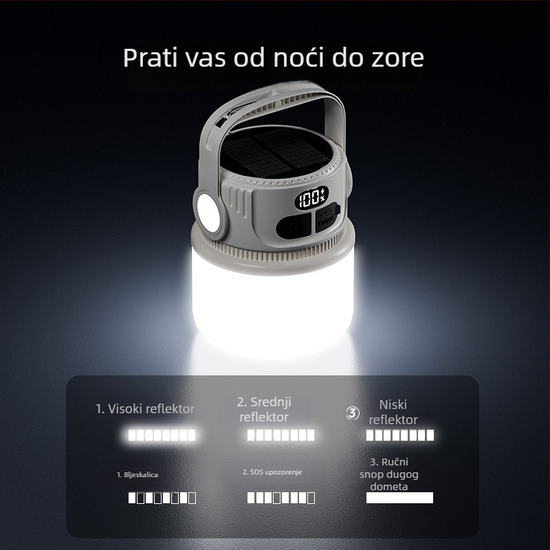 Solarna kamping lampa za vanjsku upotrebu s dugim vijekom trajanja baterije i nužnim osvjetljenjem