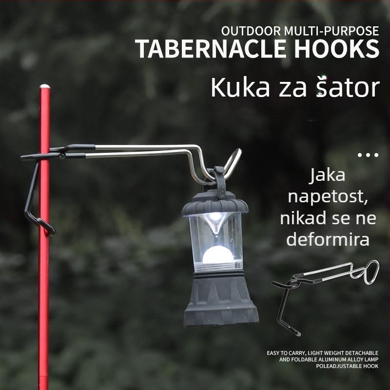 Nova klips od nehrđajućeg čelika za kamping svjetla – višenamjenski kukica za odjeću, torbe i mrežice za sušenje