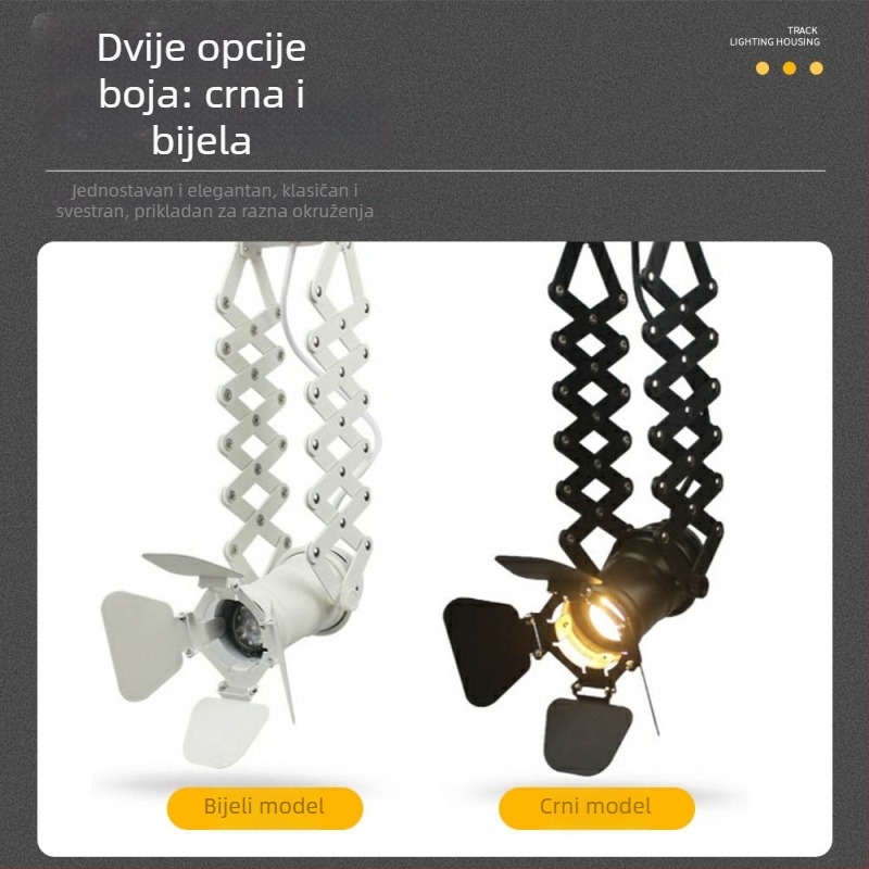 LED tračno svjetlo u retro američkom industrijskom stilu s četverolisnim teleskopskim držačem — set za trgovine odjećom, pozornice i restorane