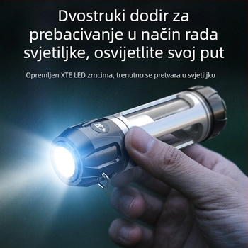 Vanjska višefunkcionalna kamping lampa s bezkorakom podešavanjem jačine svjetla, dugim vijekom baterije, kukom i nosačem, ambijentalno svjetlo i baterijska svjetiljka