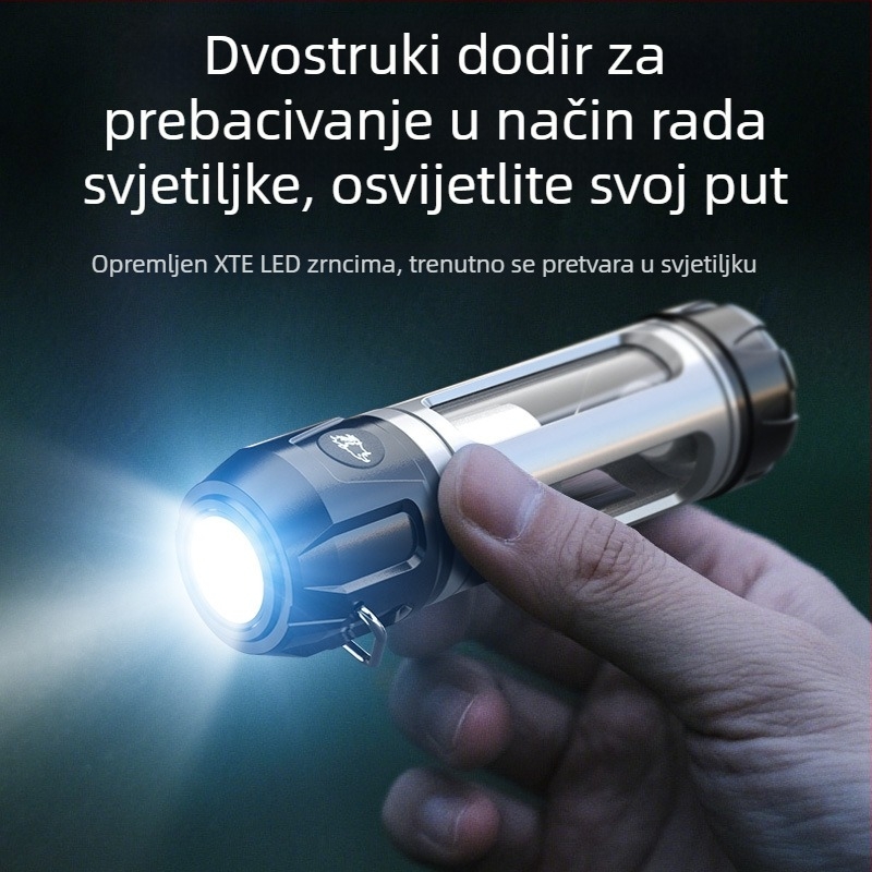 Vanjska višefunkcionalna kamping lampa s bezkorakom podešavanjem jačine svjetla, dugim vijekom baterije, kukom i nosačem, ambijentalno svjetlo i baterijska svjetiljka