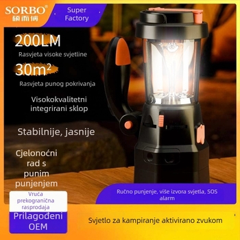 Prenosna ručna LED lampica za nužne situacije s radijom i alarmom, za kampiranje