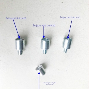 UFO industrijski i rudarski lampni rameni adapter, pocinano željezo, vanjski navoj M8/M10/M12/M14, unutarnji navoj 4‑točke/6‑točaka