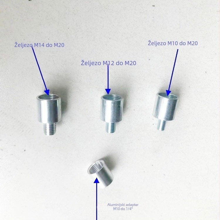 UFO industrijski i rudarski lampni rameni adapter, pocinano željezo, vanjski navoj M8/M10/M12/M14, unutarnji navoj 4‑točke/6‑točaka