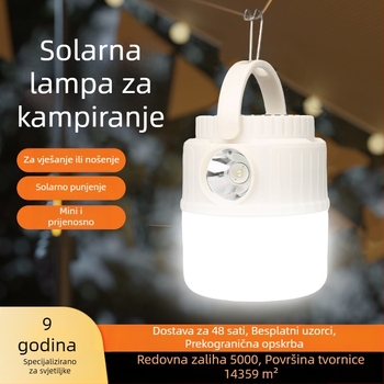 Solarna kamping lampa s mogućnošću visenja — nužno osvjetljenje za nestanak struje, punjiva s dugim vijekom baterije, vanjska svjetiljka za šator