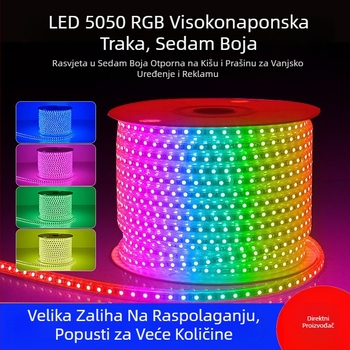 RGB LED traka 5050, 220V, vanjska, vodootporna, s višebojnim gradijentom