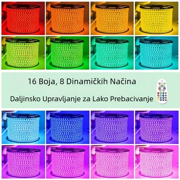 RGB LED traka 5050, 220V, vanjska, vodootporna, s višebojnim gradijentom