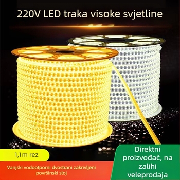 Prilagođena LED traka 220V 2835, dvostruki red, zakrivljena površina, vodootporna za vanjsku dekoraciju
