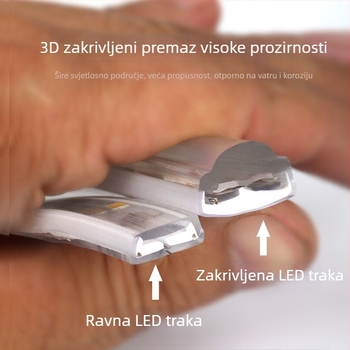 Prilagođena LED traka 220V 2835, dvostruki red, zakrivljena površina, vodootporna za vanjsku dekoraciju