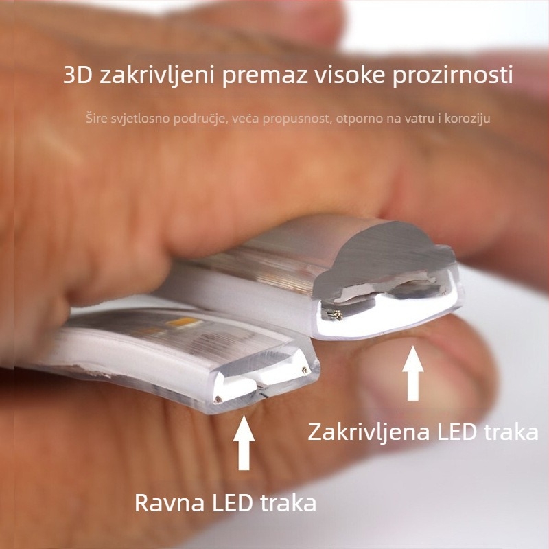 Prilagođena LED traka 220V 2835, dvostruki red, zakrivljena površina, vodootporna za vanjsku dekoraciju