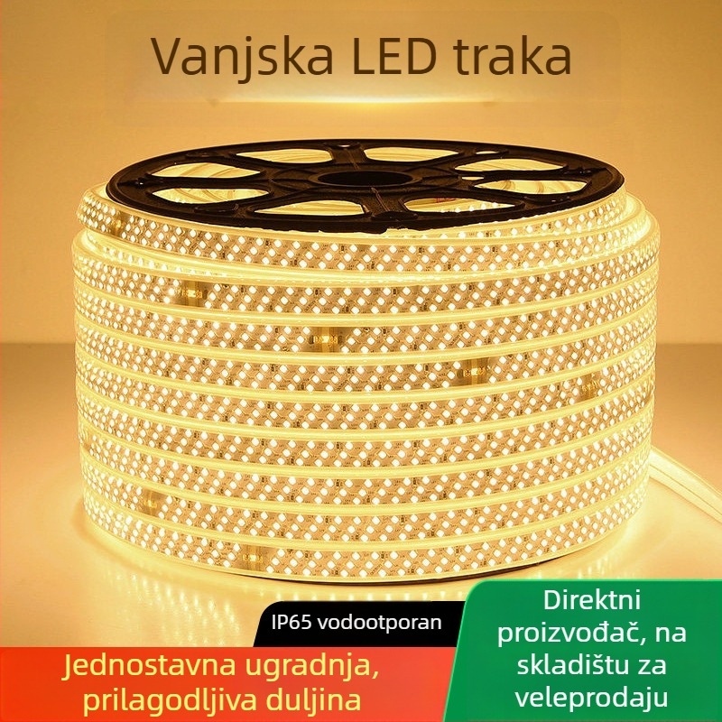 Vanjska LED traka 2835, tri reda, 180 LED, vodootporna, 220V