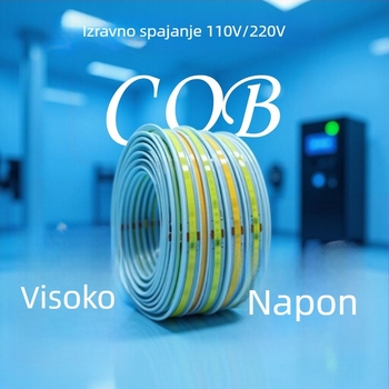 COB LED traka 220V, bez upravljača, samoljepljiva, linearna, fleksibilna, ultra-tanka