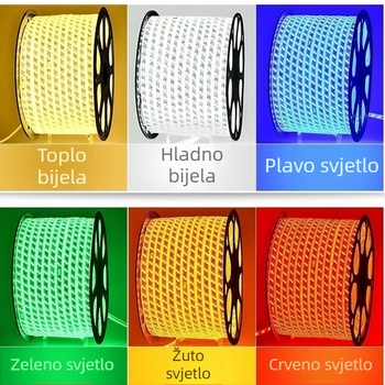LED trak 2835, 220V, vodootporan, fleksibilan linijski svjetlosni trak za vanjsku i unutarnju pejzažnu rasvjetu