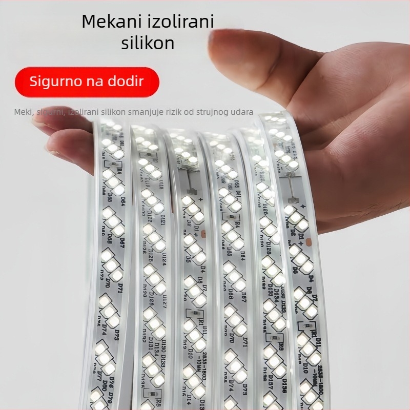LED trak 2835, 220V, vodootporan, fleksibilan linijski svjetlosni trak za vanjsku i unutarnju pejzažnu rasvjetu