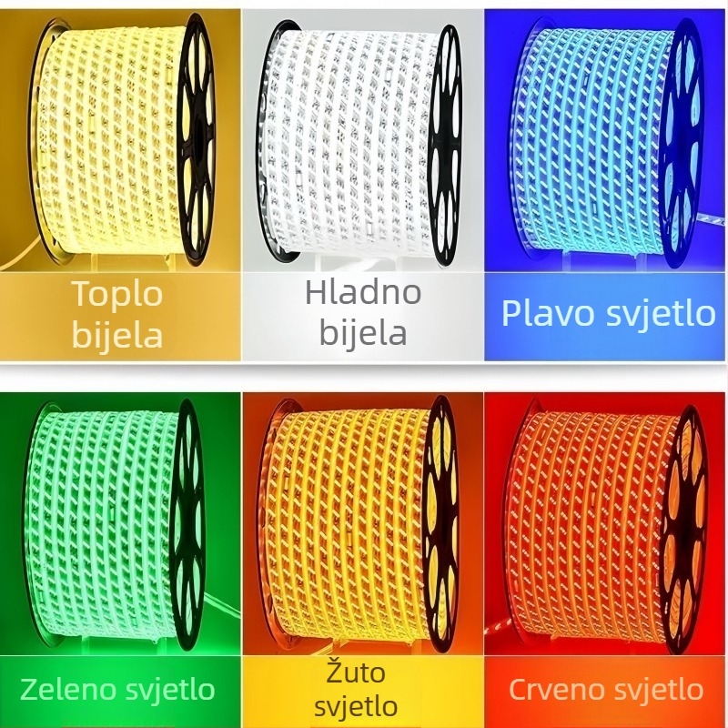 LED trak 2835, 220V, vodootporan, fleksibilan linijski svjetlosni trak za vanjsku i unutarnju pejzažnu rasvjetu