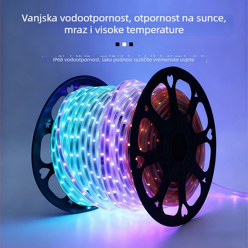 RGB phantom boja visokouvoltna LED traka, 220V, 50 m, 5050 LED, gumirana vodootporna