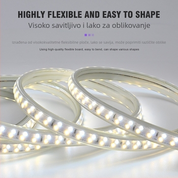 Dvobojna LED traka, 220V, vanjska vodootporna, fleksibilna, 3030 LED dioda