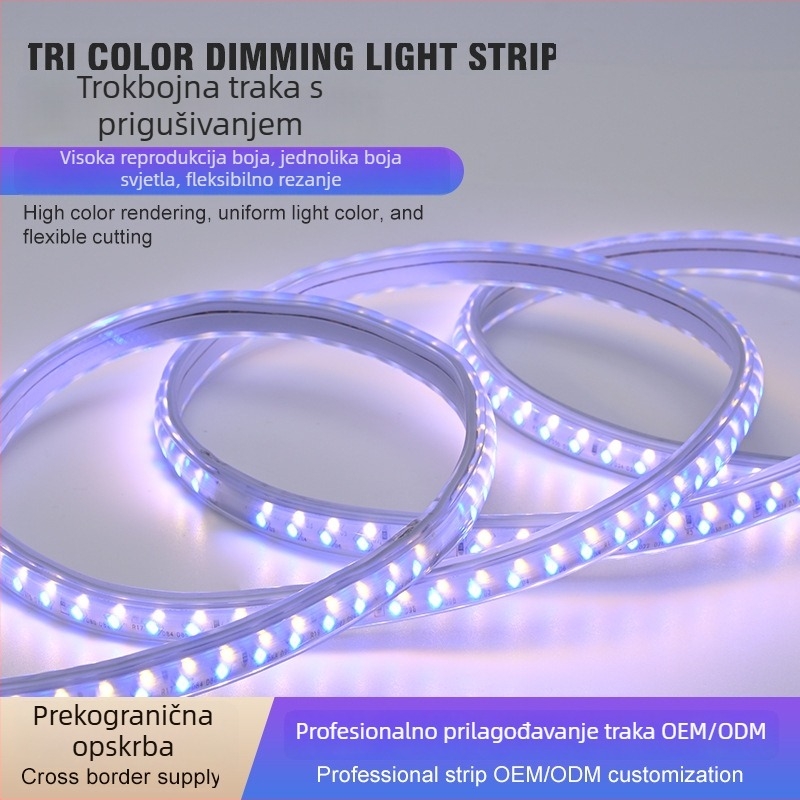 Dvobojna LED traka, 220V, vanjska vodootporna, fleksibilna, 3030 LED dioda