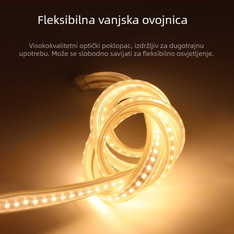 LED traka 220V, vodootporna za vanjsku upotrebu, 2835 čipovi, 3038 zakrivljena površina rasvjete, unutarnja i vanjska dekoracija