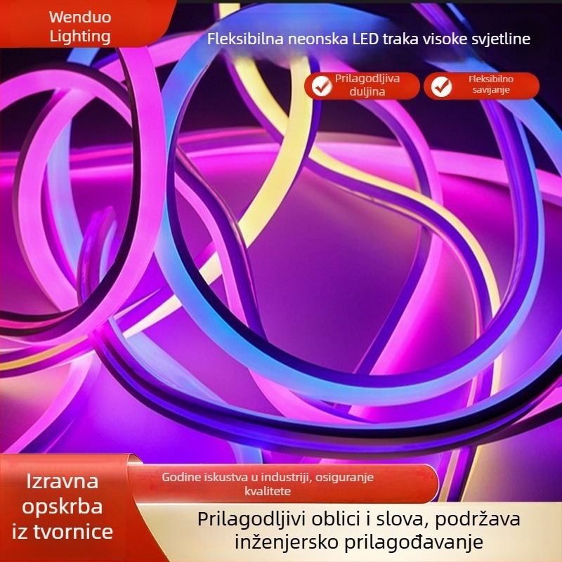 Prilagodljiva LED neonska traka, 220V, fleksibilna, vodootporna, šarena atmosfera osvjetljenja za projekte, kućnu dekoraciju i vanjsku upotrebu
