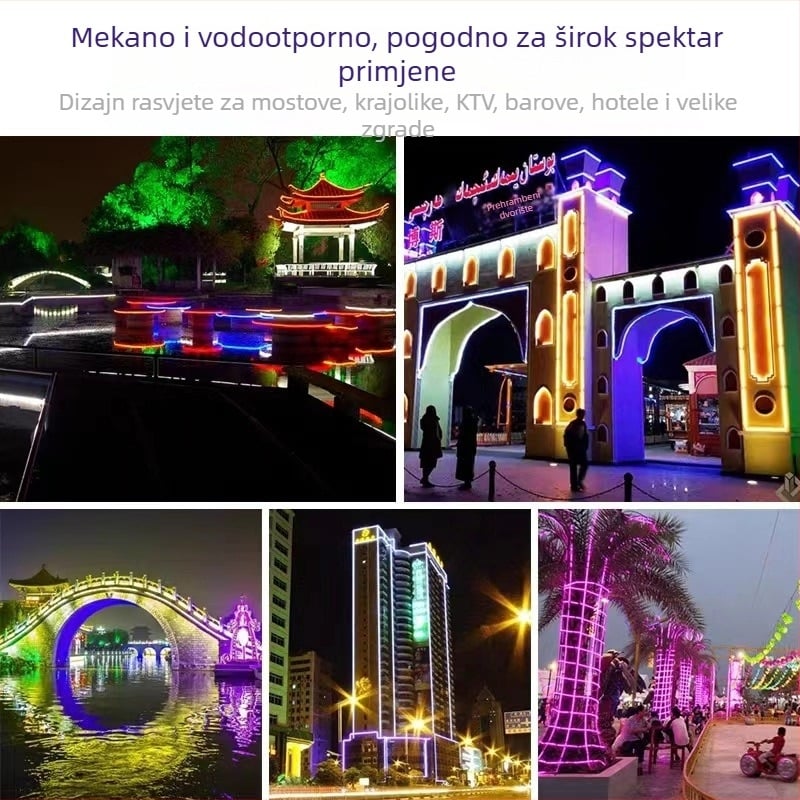 Kružni fleksibilni LED trak, 360°, vanjska vodootporna, 220V, za reklamne znakove i neonsku atmosferu