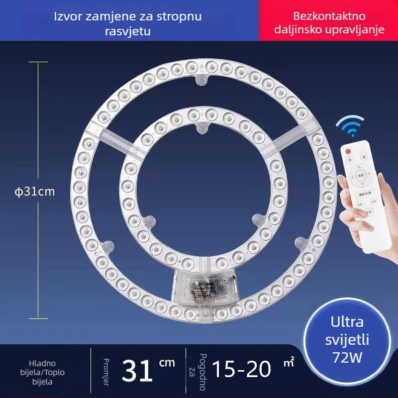 LED modul za plafonsko osvjetljenje – retrofit, kružno svjetlo s daljinskim upravljanjem, ultra jarke LED diode i ploča osvjetljenja