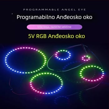 RGB kružni LED prsten s anđeoskim očima, 5V, 5050 LED, promjer 30-102 mm, ugrađeni auto dekorativni svjetlosni trak s promjenom boje