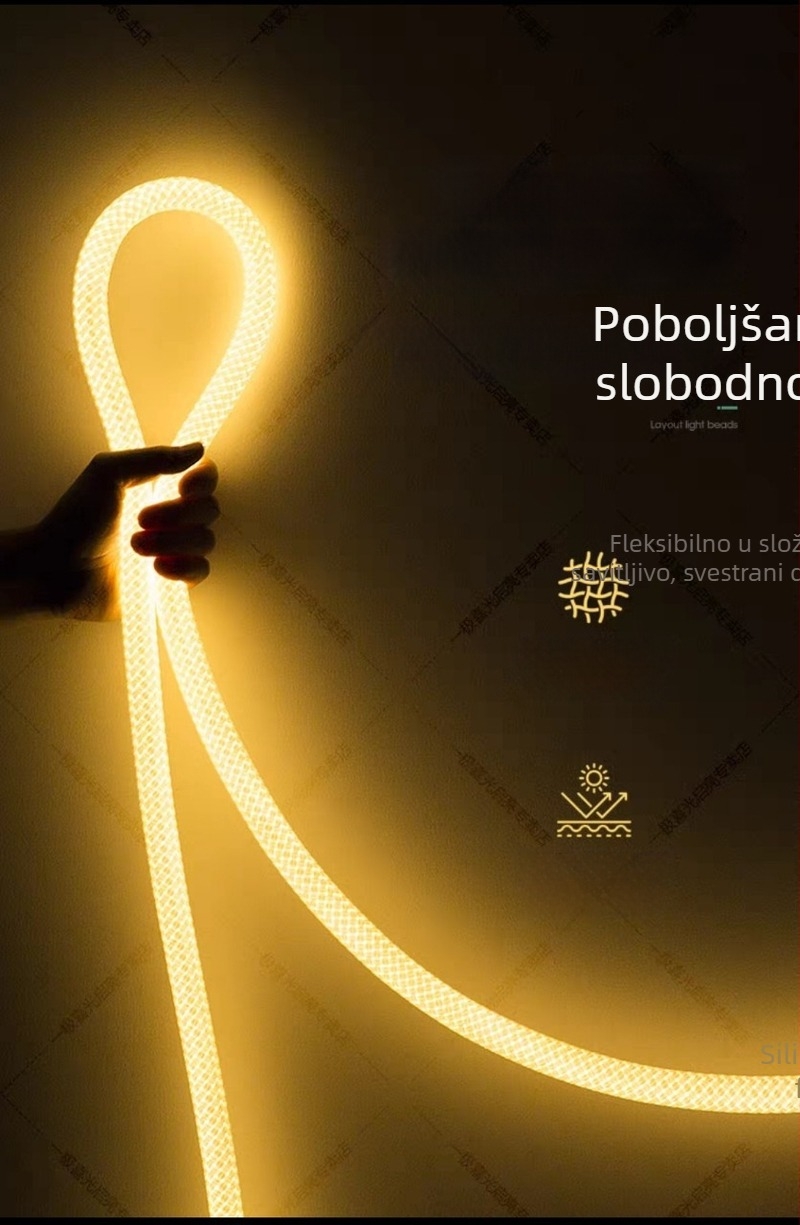 LED kružni silikon LED trak s 360° osvjetljenjem, fleksibilna vanjska linearna traka
