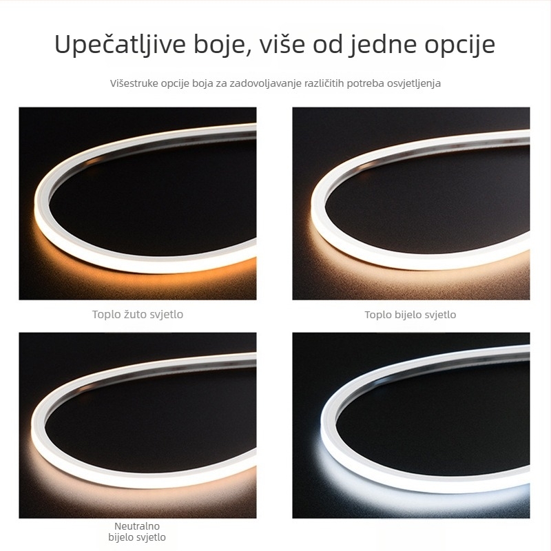 LED silikonizirana vodootporna neon traka, zakrivljena i okrugla, fleksibilna, 12V