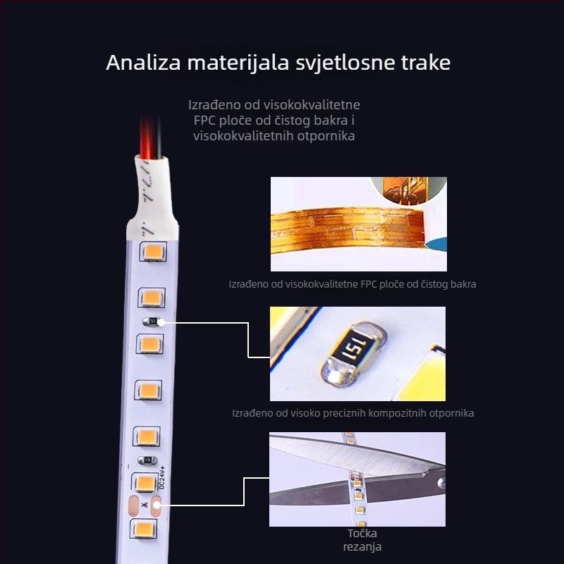 LED traka Ice Blue 24V, 120 LED (2835), unutarnje ambijentalno osvjetljenje
