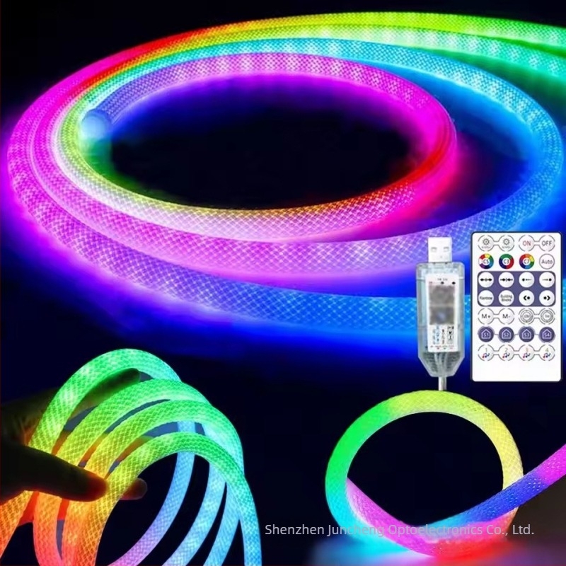 Programabilni RGB LED trak s 360° kružnim osvjetljenjem, fleksibilan vodootporan neonski komplet s motivom dračjih ljuskica