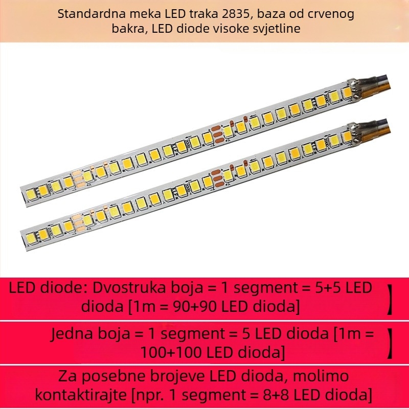 LED traka 2835 za plafon, kružno svjetlo dnevnog boravka, postmoderni dizajn, fleksibilna svjetlosna traka, monokromatska i dvobojna