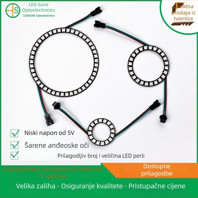 Prilagođene veličine 5V RGB Angel Eye LED prsten za automobil s ugrađenim IC-om, niska napetost