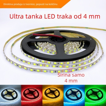 LED traka 12V, 4 mm ultra-tanka, 120 LED 2835, duljina 5 m, nježno svjetlo za ormariće