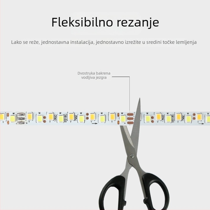LED trak s konstantnim strujom, dvobojni, 180 LED, 3 žice, mekano svjetlo, samoljepljiva podloga za dnevni boravak i spavaću sobu