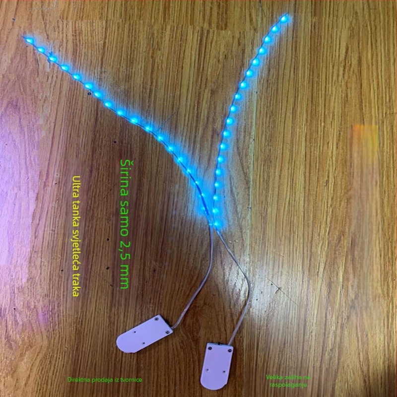 5V ultra-tanka kutija za baterije tipa gumbica, samoljepljiva LED traka, širina 2,5 mm, za ručno modeliranje i dekorativno osvjetljenje