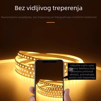 LED trak 24V 5m, samoljepljiv, 120 LED, bez treperenja, unutarnja ambijentna rasvjeta s pametnim upravljačem (2700K–6500K)