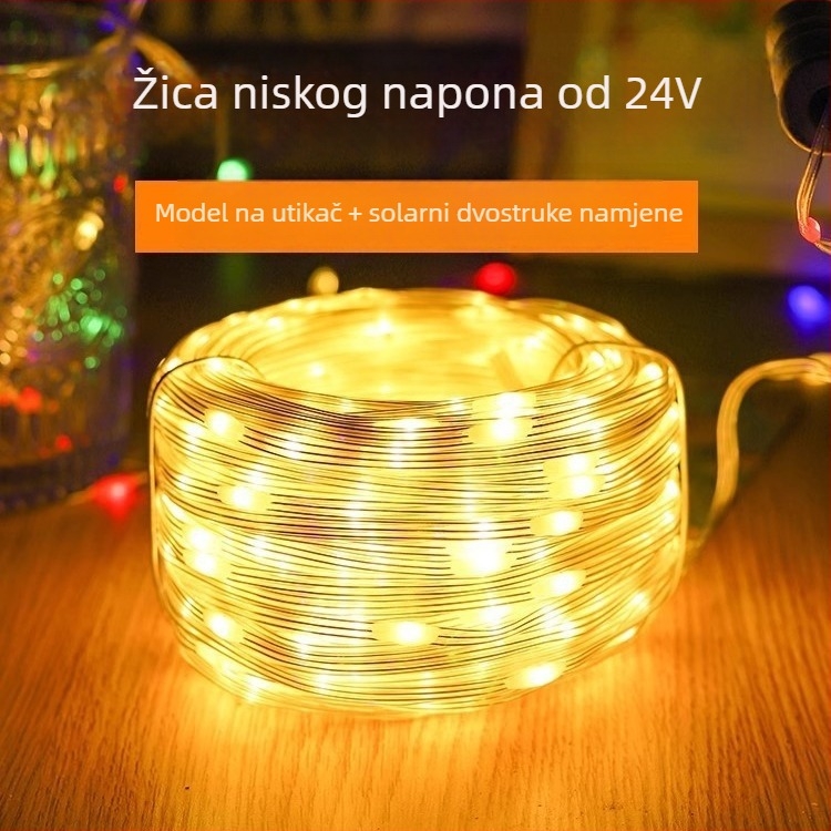 LED lampice od kožnog užeta za vanjsku dekoraciju, solarne svjetlosti za drveće, dekorativne LED svjetiljke
