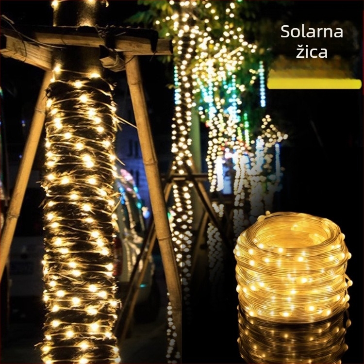 LED lampice od kožnog užeta za vanjsku dekoraciju, solarne svjetlosti za drveće, dekorativne LED svjetiljke