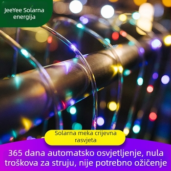 Solarna LED nit za vodovodnu cijev, vanjska vodootporna IP44, šarene treperave LED svjetiljke, dekor za vrt, dvorište i vjenčanje, trobojna svjetlosna traka