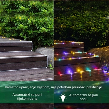 Solarna LED nit za vodovodnu cijev, vanjska vodootporna IP44, šarene treperave LED svjetiljke, dekor za vrt, dvorište i vjenčanje, trobojna svjetlosna traka