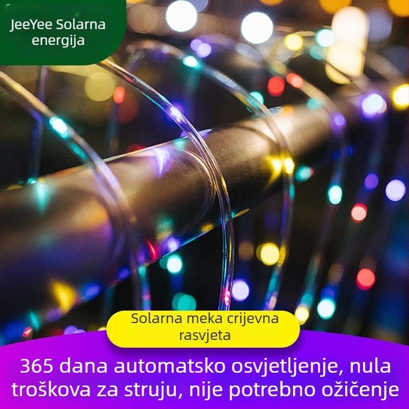 Solarna LED nit za vodovodnu cijev, vanjska vodootporna IP44, šarene treperave LED svjetiljke, dekor za vrt, dvorište i vjenčanje, trobojna svjetlosna traka