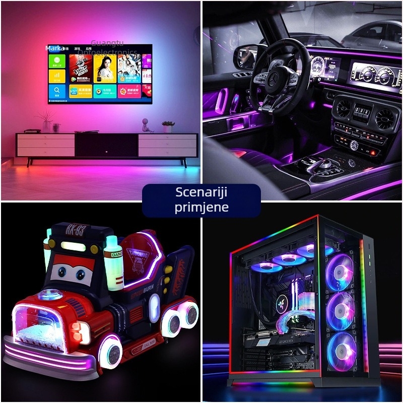 RGB Magic COB LED trak za osvjetljenje, 5V, 1 m, 160 LED, COB 5 mm, dimmabilno, ambijentalno neonsko osvjetljenje za zabavne prostore