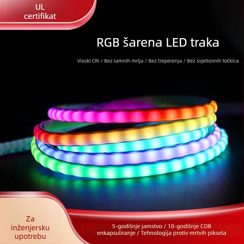 RGB Magic COB LED trak za osvjetljenje, 5V, 1 m, 160 LED, COB 5 mm, dimmabilno, ambijentalno neonsko osvjetljenje za zabavne prostore