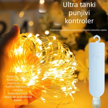 LED nitice od bakrene žice napajane baterijom — ultra-tanke atmosferične svjetiljke za božićnu dekoraciju, višebojne