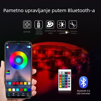 Set LED trake 5V RGB 5050, vodootporan, USB s 24 tipki daljinski, glazba i Bluetooth, ambijentalno osvjetljenje za TV