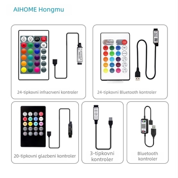 Set LED trake 5V RGB 5050, vodootporan, USB s 24 tipki daljinski, glazba i Bluetooth, ambijentalno osvjetljenje za TV